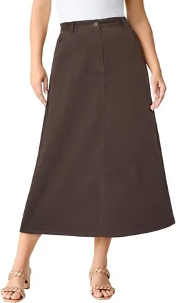 Roaman's Plus Size Easy-Wear A-Line Skirt in Chocolate at Nordstrom, Size 42