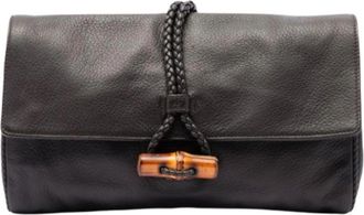 Gucci Pre-owned Hip Bamboo Clutch - Dames - Vintage Clutch - Bruin - ONE Size - Leer - Vintage