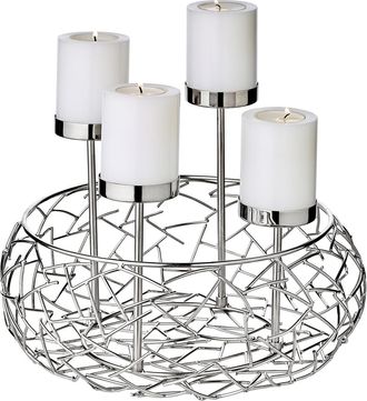 Edzard Hochwertiger Design Adventskranz Milano Up ø 30 cm - Edelstahl glänzend vernickelt