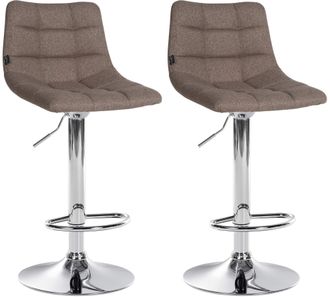 Clp Clp - Set De 2 Taburetes De Bar Jerry En Tela Gris Topo Cromado