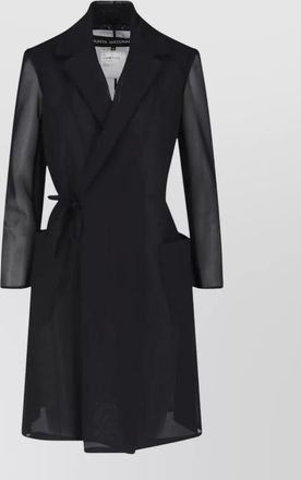 Junya Watanabe belted waist coat lapel collar sheer