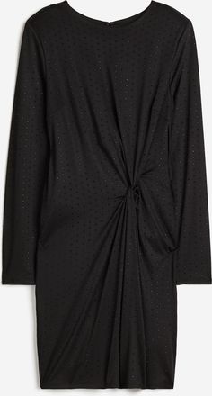 H&M Jerseykleid mit Knotendetail - Schwarz/Nieten