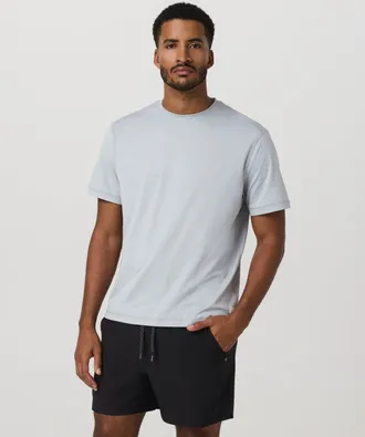 Vuori Clothing Short Sleeve Ponto T-Shirt - Relaxed Fit | Harbor Grey Heather | Medium