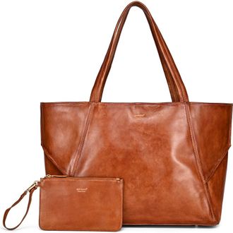 OLD TREND Wishbone Oversized Leather Carryall Tote in Cognac at Nordstrom