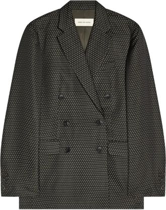 Dries Van Noten Blazer doppiopetto con motivo jacquard - Nero