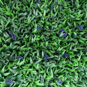 Tenax Divy Panel Liriope 100x100 cm Verde-Viola, Pannello Modulare con Foglie Artificiali 3D tipo Liriope per Pareti, Giardini Verticali e