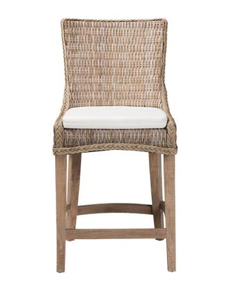 Baxton Studio Derris Natural Rattan Counter Stool with Cushion