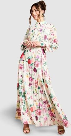 Coast Pleated Lace Trim Midi Dress in Multi at Nordstrom, Size 12