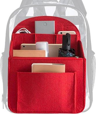 OEM Organizador De Bolsos - Inserto Para Mochilas - Organiza Tus Pertenencias - Material De Fieltro Resistente - 27x12x27cm - Rojo