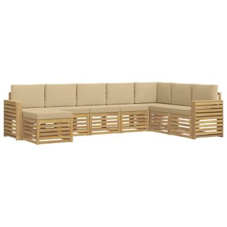 vidaXL Conjunto De Sof&aacute;s De Exterior 8 Uds. Y Beige Poli&eacute;ster Vidaxl