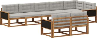 vidaXL Conjunto De Sof&aacute;s De Exterior 8 Uds. Natural Y Gris Claro Vidaxl