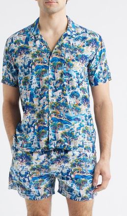 Boardies Print Camp Shirt in Blue at Nordstrom, Size Xx-Large
