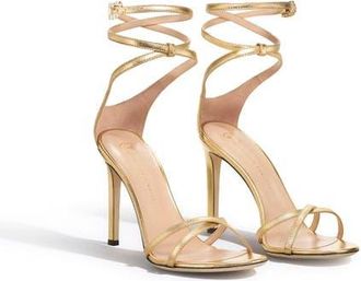 Temperley London Vixen Leather Strappy Sandals in Gold at Nordstrom, Size 11