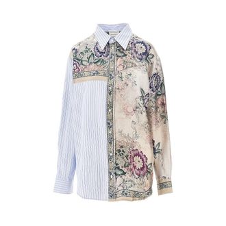 Pierre-Louis Mascia Cotton and silk patchwork shirt Woman S
