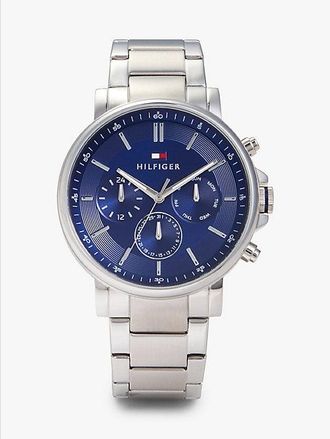 Tommy Hilfiger Blue Dial Stainless Steel Chain-Link Strap Watch