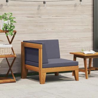 vidaXL Sof&aacute; De Esquina Seccional Y Cojines Gris Oscuro Madera Acacia Vidaxl