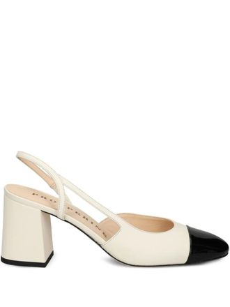 Prosperine Pumps con cinturino posteriore e punta a contrasto 65mm - Bianco