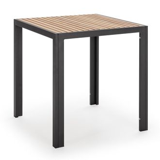 HOMN Mesa de jard&iacute;n cuadrada de madera y metal negro