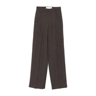 Golden Goose Wide Trousers, female, Brown, Size: XS Wide-Leg Striped Trousers