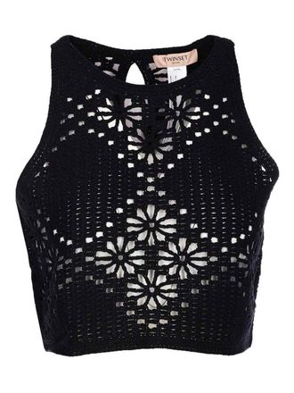 Twinset Black Emboidered Top