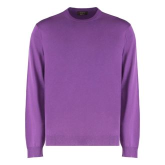 Slowear Round-neck Knitwear, male, Purple, Size: 2XL Purple Virgin Wool Round Neck Sweater