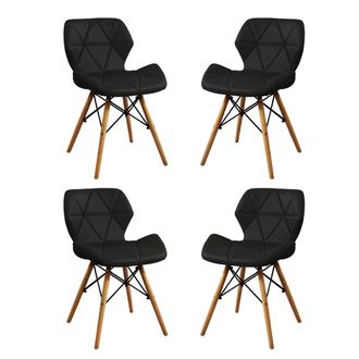 Milani Home Naomie - Sedia Moderna In Ecopelle E Legno Set Da 4