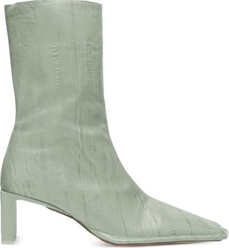 Miista 90mm Anitha laarzen met vierkante neus en hak-reli&euml;f - Groen