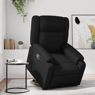 vidaXL Sill&oacute;n Reclinable Elevable Cuero Artificial Negro Vidaxl