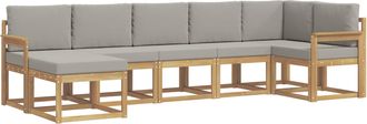 vidaXL Conjunto De Sof&aacute;s De Exterior 7 Uds. Blanco Y Gris Claro Vidaxl