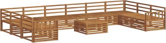 vidaXL Set Divani 11 Pz Naturale Legno Di Acacia Massello Vidaxl