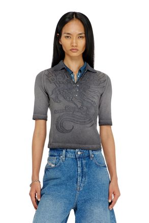Diesel Slim polo with d&eacute;vor&eacute; print - Polos - Woman - Grey