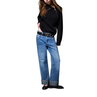 Liu Jo Rechte Jeans met Micro Strass - Dames - Jeans - Blauw - Maat: W29 Katoen