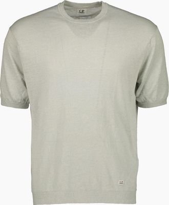 C.P. Company Mens Linen Knitted T-Shirt - Green - Size: 36