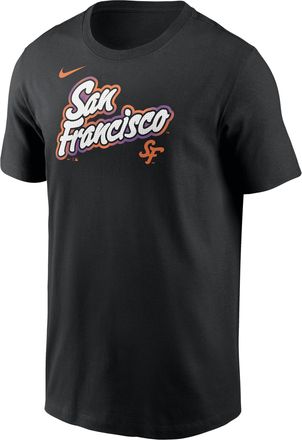 Nike San Francisco Giants City Connect Wordmark Nike Mens MLB T-Shirt in Black | N19900AGIA-UUL