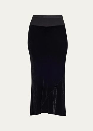 Rick Owens Velvet Bias Midi Skirt
