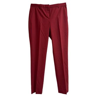 Theory Straight-Leg Trousers in Burgundy Wool