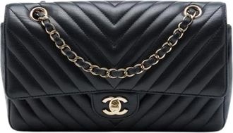 Chanel Pre-owned Vintage Flap Shoulder Bag - Dames - Vintage Schoudertas - Zwart - ONE Size - Leer - Vintage