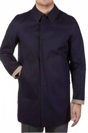 Herno Single Breasted Reversible Coat In Open Blue