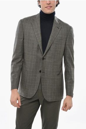 Corneliani Virgin Wool District Check ACADEMY LIGHT 2 Buttons Blazer size 52