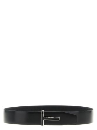 Tom Ford Reversible Hammered and Smooth Leather Belt - Black
