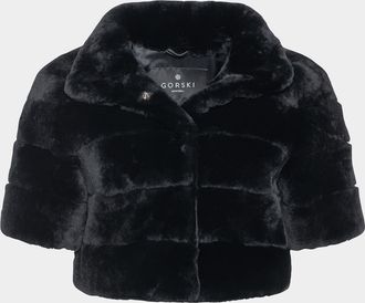 Gorski Horizontal Lamb Shearling Short-Sleeve Bolero Jacket