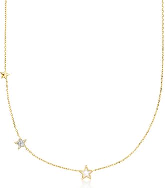 RS Pure by Ross-Simons Mother-Of-Pearl and Lab-Grown Diamond Star Necklace in 18kt Gold Over Sterling