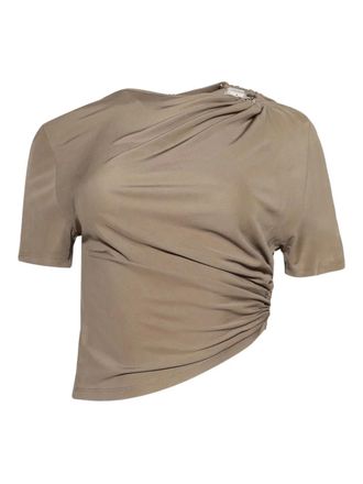 CHRISTOPHER ESBER T-shirt met ruches en ringdetail - Beige