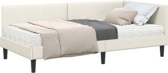vidaXL Estructura De Cama Esquina Con Colch&oacute;n 2 Uds. Crema Vidaxl