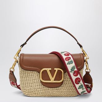 Valentino Garavani Alltime raffia and leather bag with Cherryfic embroidered strap