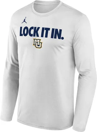 Nike Jordan Marquette 2026 On-Court Bench Nike Mens Dri-FIT College Long-Sleeve T-Shirt in White | M22284P870MARQ-WHT