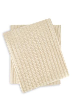 Sofiacashmere Brooklyn Rib Cashmere Throw Blanket in Oatmeal at Nordstrom