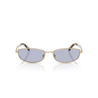Prada Rectangular Gold-tone Metal Frame Sunglasses with Tortoiseshell Temples