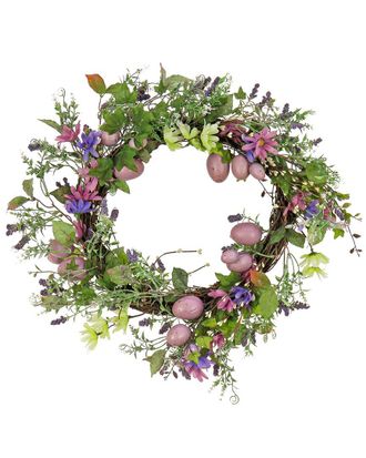 National Tree Company 22in Flowering Pink Eggs Easter Wreath