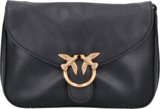 Pinko Black Mini Love Birds Leather Shoulder Bag